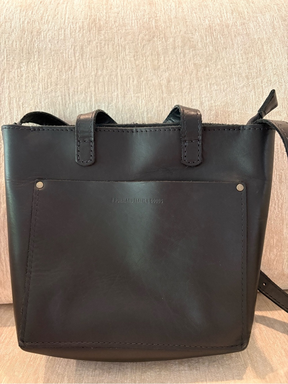 Portland Leather Black mini Crossbody Tote